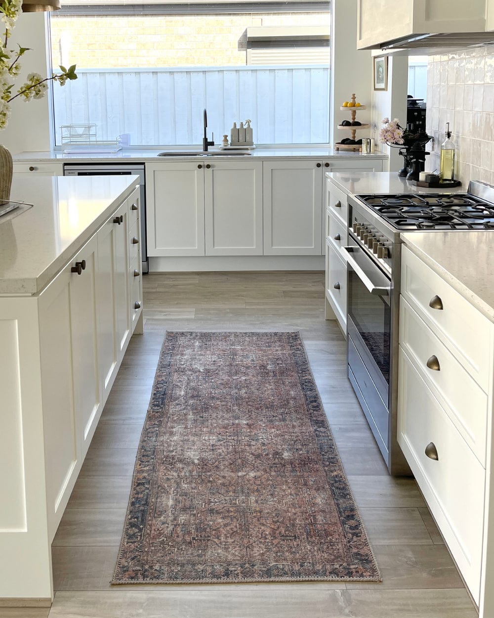anyel brown and blue traditional distressed washable runner rug anyel brown and blue traditional distressed washable runner rug
