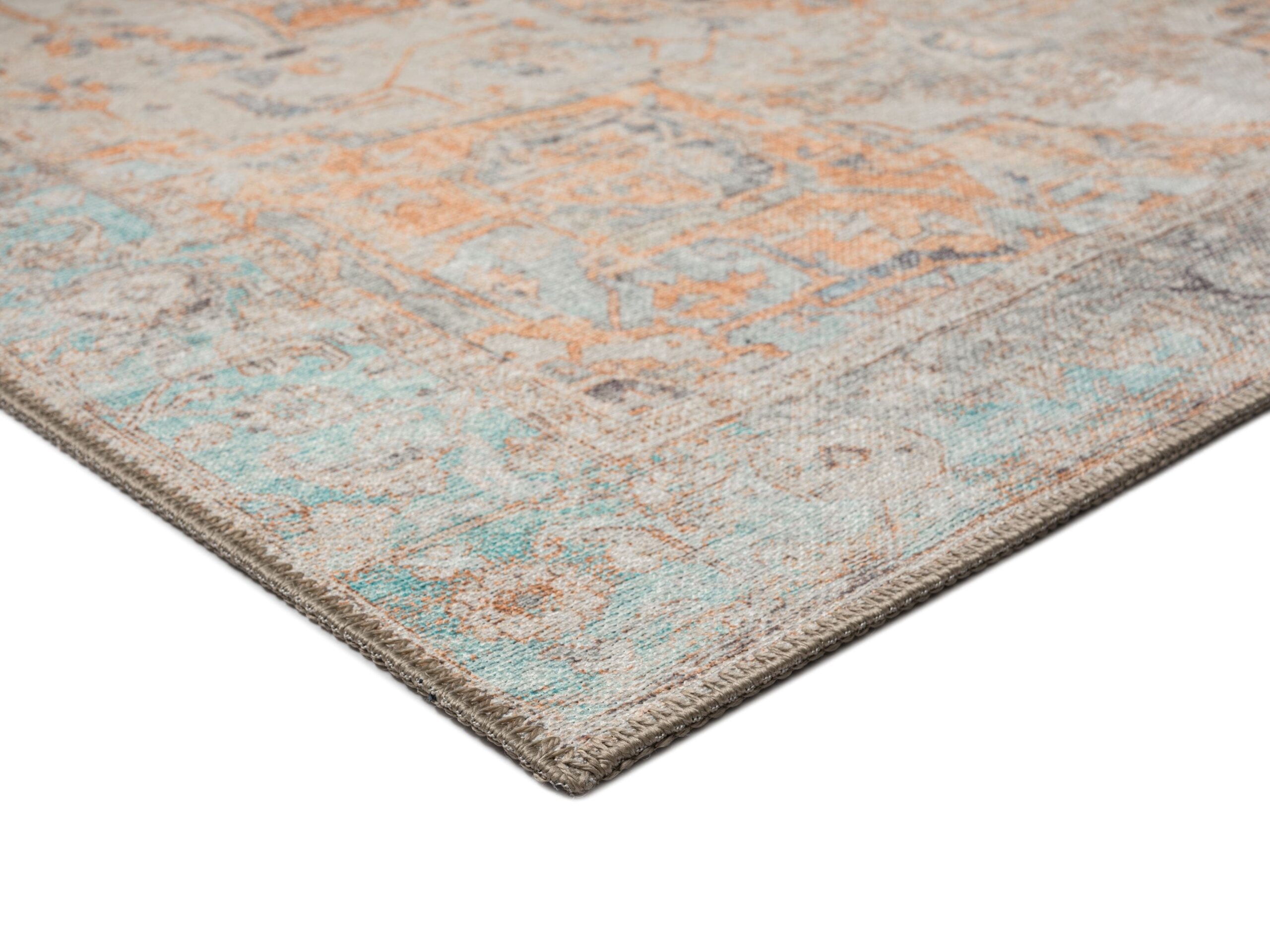 ceren orange and blue traditional distressed washable rug ceren orange and blue traditional distressed washable rug