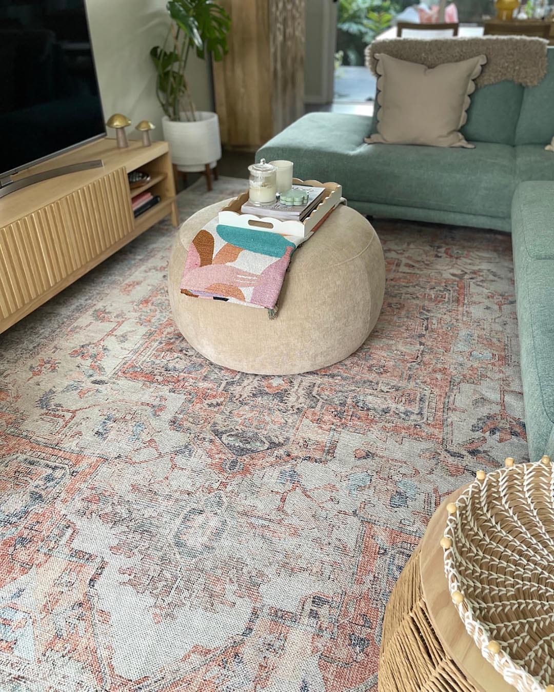 ceren orange and blue traditional distressed washable rug ceren orange and blue traditional distressed washable rug
