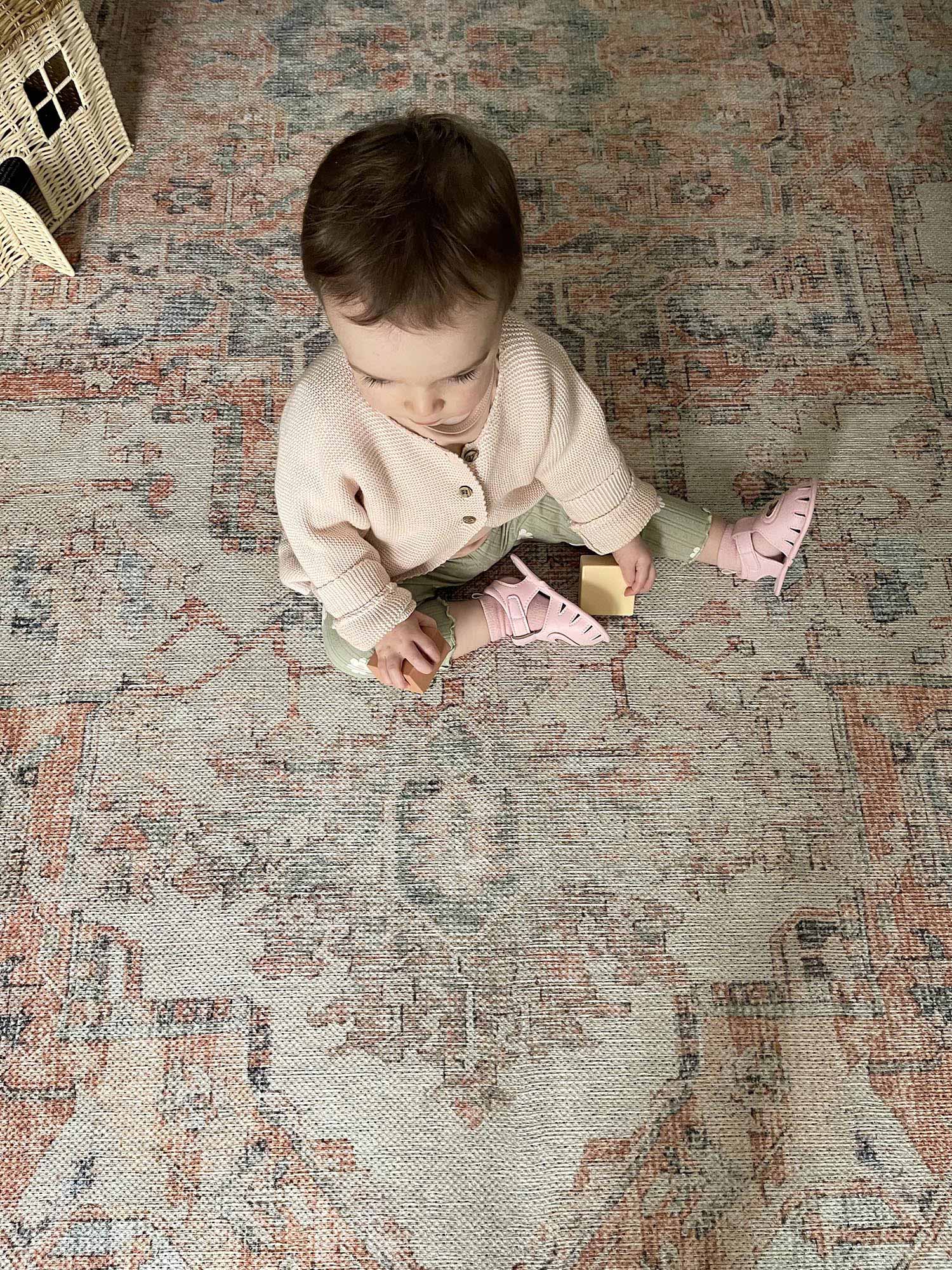 ceren orange and blue traditional distressed washable rug ceren orange and blue traditional distressed washable rug