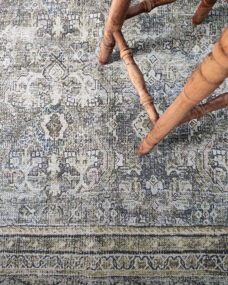 santi green and grey traditional distressed washable rug santi green and grey traditional distressed washable rug