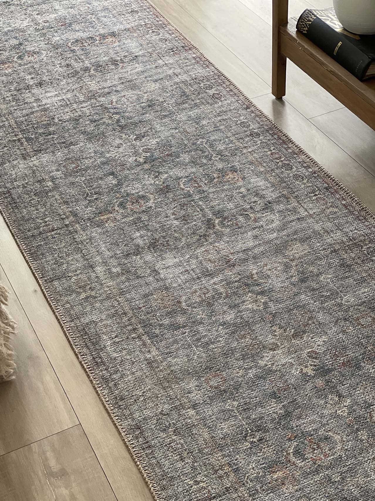 sorra blue and brown traditional distressed washable runner rug sorra blue and brown traditional distressed washable runner rug